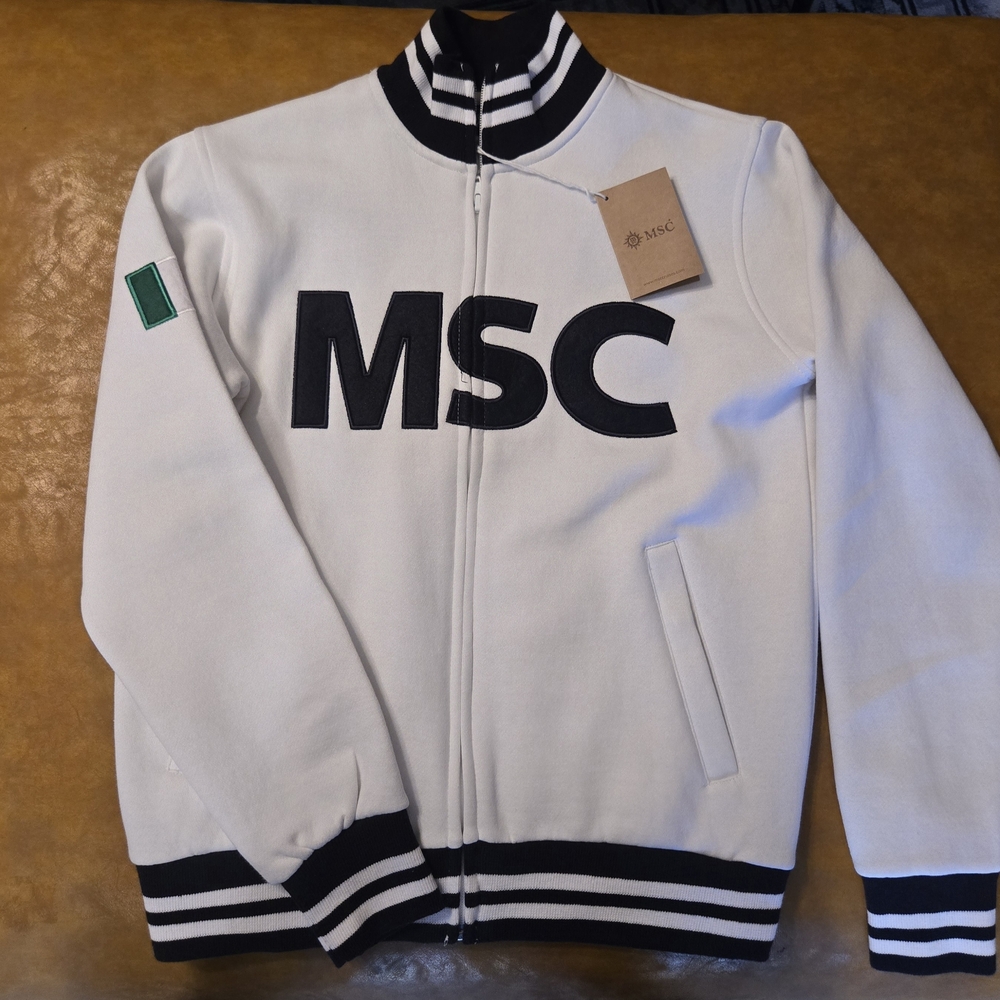 NWT MSC White and Black Bomber Jacket